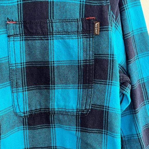 JNCO Flannel Long Sleeve Button Up Shirt Mens S Teal Cowboy Streetwear Chorecore - Picture 2 of 10